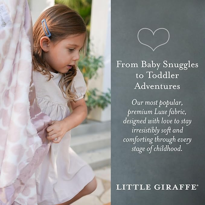 Little Giraffe Luxe Baby Blanket – 29x35” Satin Trim, Heart Army Dusty Pink | Ultra-Soft, Hypoallergenic Stroller & Nursery Blanket | Perfect for Newborns & Toddlers