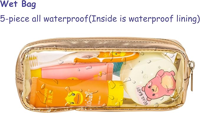 TSA Approved 5-Piece Diaper Bag Organizer Pouch Set Clear Waterproof TPU Kids Toiletry Storage Set Travel Packing Clutch Cube Bags for Baby Nursing