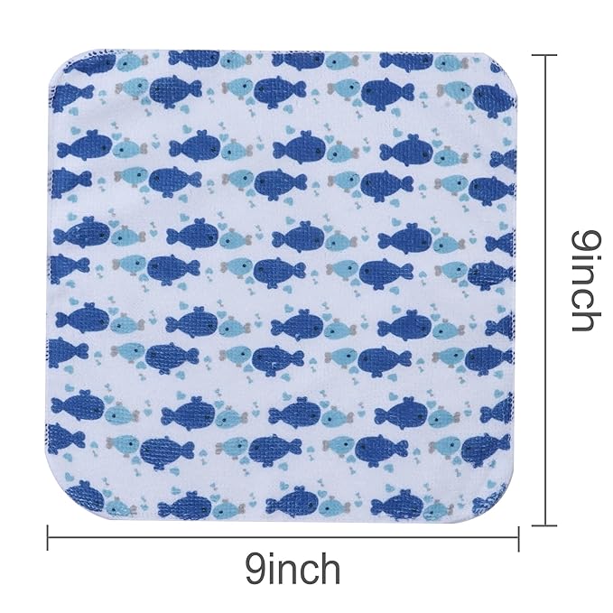Softan Baby Washcloths, 24Pack Baby Wash Cloths Extra Soft & Ultra Absorbent, Baby Towels and Washcloths Face Towel Unisex for Boys Girls Body, Washclothes Gentle on Sensitive Skin, 9x9 Blue Whale