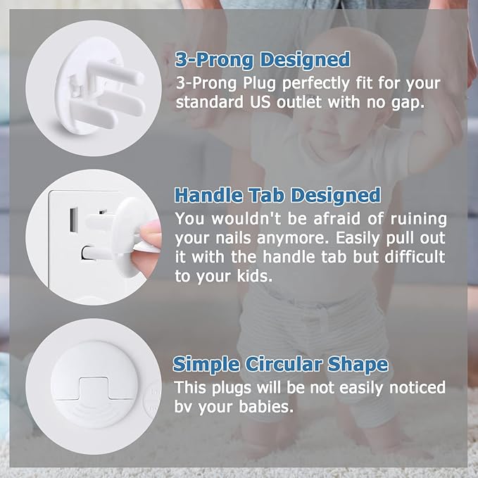 PRObebi Outlet Covers Baby Proofing White - 76 Pack Plug Covers for Electrical Outlets, Child Proof Socket Covers, Baby Safety Products for Home, Office, Easy Insatllation