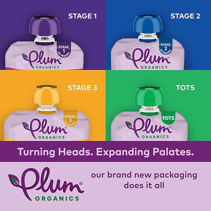 Plum Organics Stage 1 Organic Baby Food - Just Prunes - 3.5 oz Pouch (Pack of 6) - Organic Baby Food Pouch