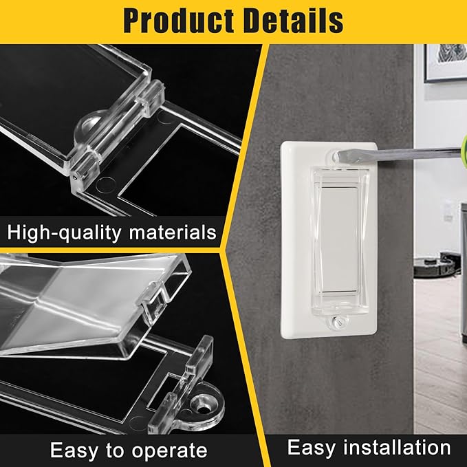 6 Light Switch Guard Cover, Baby Proof Wall Switch Cover Guard for Rocker Light Switch Protects Your Lights or Circuits from Being Accidentally Turned On or Off (Clear)