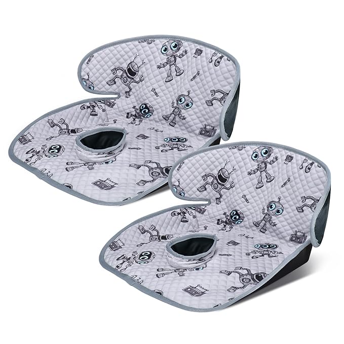 Babenest Car Seat Potty Protector Cover -Waterproof Carseat Training Liner for Baby &Toddler Shower Gift, Dry Piddle Pee Pad with Fun Designs for Strollers & Infant Car Seats (2pcs Robot-Grey)