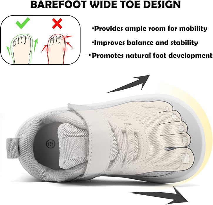 MORENDL Wide Toddler Shoes Baby Walking Shoes Boys & Girls Barefoot Sneakers Zero Drop Comfort Tennis Running Outdoor Activities