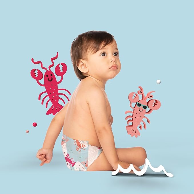Hello Bello Premium Swim Diapers - Size L (32-40 lbs), Cute Extra-Bright Lobster Designs, 17 Count Jumbo Pack (Pack of 2)