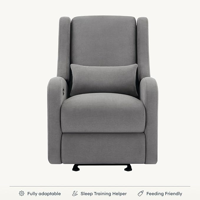 Nurture& The Charleston Wingback – Power Reclining Glider for Nursery – Ergonomic Chair with Stain-Resistant Fabric & Built-in Charging Port – Modern Baby Room Essential