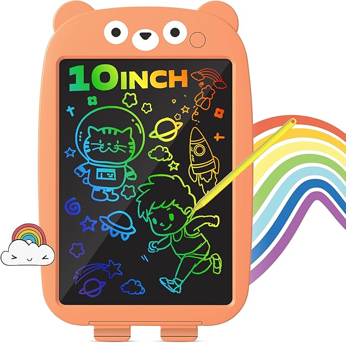 Henry & Colin Bear Themed LCD Writing Tablet for Kids – Reusable, Travel-Friendly Drawing Pad for Boys & Girls Ages 3 & Up. Ideal for Writing, Drawing, Creativity, Fun, Learning & Education (Orange)