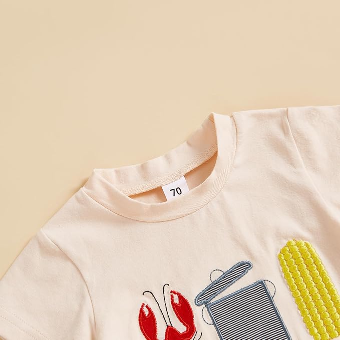 fhutpw Toddler Baby Boy Summer Clothes Tractor Letter Short Sleeve T-Shirt Tops Pockets Casual Shorts Set Infant Outfits
