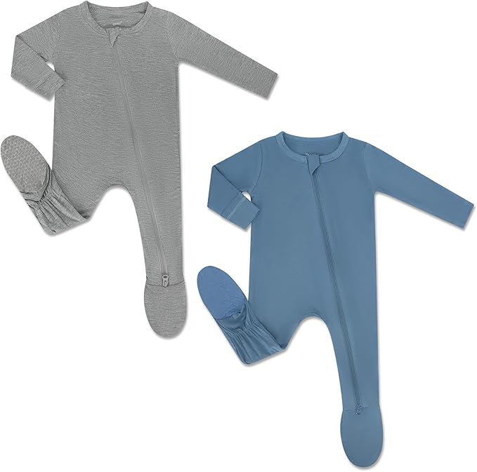 HAPIU Rayon from Bamboo Baby Footed Pajamas, 2 Way Premium Zipper, Footie for Baby Boy Girls, Newborn-24 Months