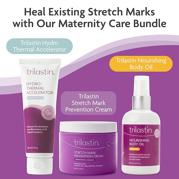TriLASTIN Stretch Mark Cream for Pregnancy - Pregnancy Stretch Mark Prevention & Pregnant Belly Cream & Belly Oil for Pregnant Women - Paraben Free 4 Fl Oz, Citrus Scent