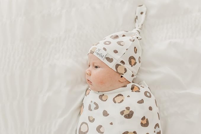 Copper Pearl Baby Beanie Hat Top Knot Stretchy Soft Millie