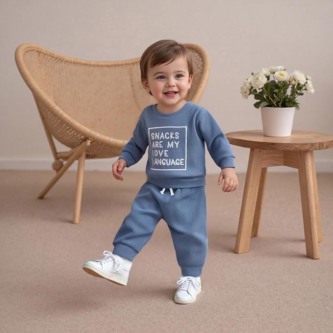 Infant Baby Boy Fall Clothes Set Funny Letter Sweatshirt Pant Outfit Toddler Winter Clothes 6 12 18 Months 2T 3T