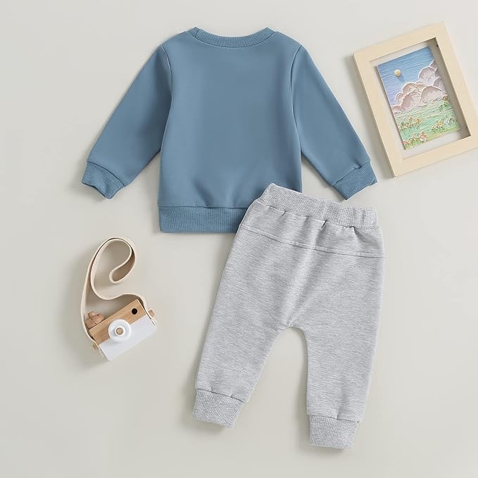 Infant Baby Boy Fall Clothes Set Funny Letter Sweatshirt Pant Outfit Toddler Winter Clothes 6 12 18 Months 2T 3T