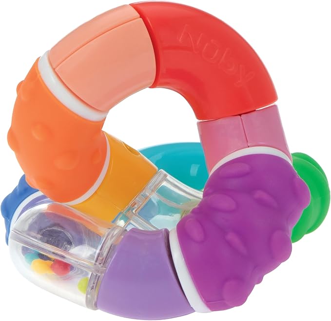 Nuby Twista Teether Toy for Babies - Multicolor Rattle Teething - Toy for Baby Teething Relief - 6+ Months
