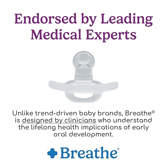 Breathe Baby Pacifier – Patented Design for Natural Oral & Facial Development - BPA-Free, Latex-Free, Pediatrician Developed - Dishwasher Safe 2 Pack (Stage 4: 13+ Months)