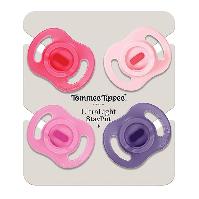 Tommee Tippee Ultra-Light StayPut Pacifier, One-Piece Silicone Design, 18-36m, 4 Pack