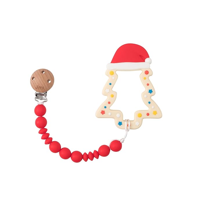 Jimibaby Christmas Teether - Teething Toy for Baby Boys & Girls, Ideal Stocking Stuffer, Comes with Gift Package (Christmas Hat)