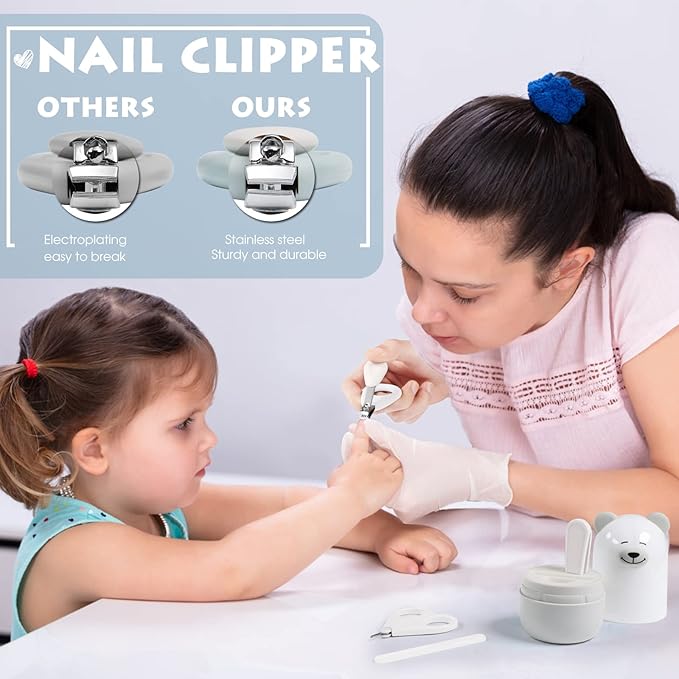 Baby Nail Clippers Set with Cute Case, Infant Fingernail and Toenail File Kit for Newborn Manicure and Pedicure, New Mom Grooming Gift