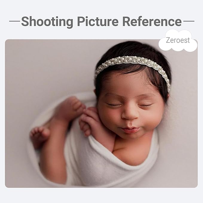 Zeroest Newborn Photography Props Baby Girl Photoshoots Pearl Headbands Infant Girl Photo Posing Beaded Headband Prop (Ivory, One Size)
