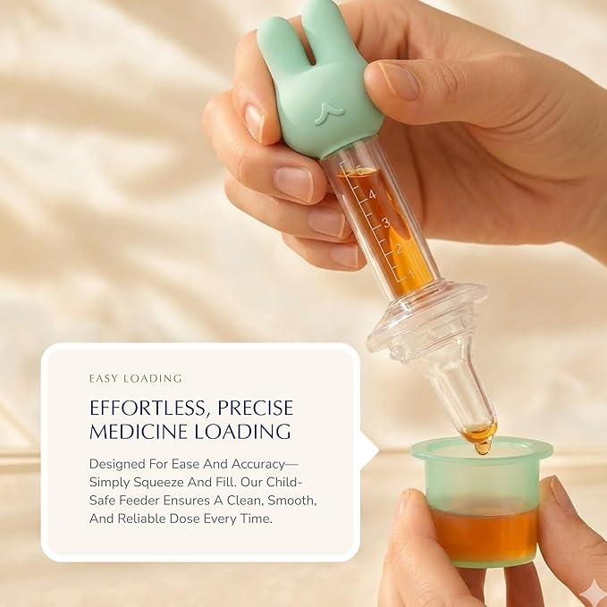 Baby Medicine Syringe & Feeder Kit, 5 mL Oral Medicine Dispenser | Dual-Sided Cheek Delivery | BPA-Free Silicone, SGS Tested | for Infants & Toddlers, with Measuring Cup & Cleaning Brush