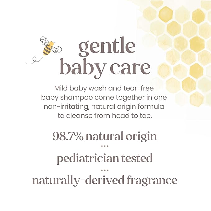 Burt's Bees Baby Shampoo and Body Wash for Sensitive Skin, Fragrance Free, Tear Free, Pediatrician Tested, 98.9% Natural Origin, 21 Fl Oz