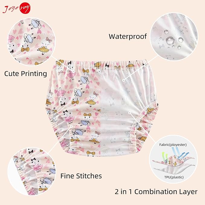 Joyo roy 4Pcs Plastic Diaper Covers for Girls Plastic Underwear for Potty Training Underwear for Girls Toddler Rubber Pants for Babies and Toddlers Cloth Diaper Cover Waterproof Training Pants 3T-4T