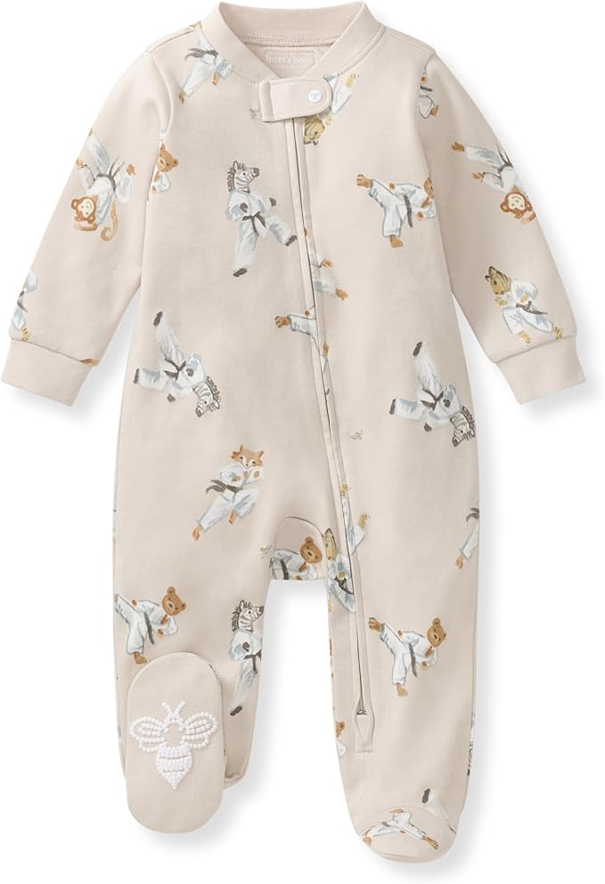 Burt's Bees Baby Boys Sleep and Play PJs, 100% Organic Cotton One-Piece Zip Front Romper Jumpsuit Pajamas