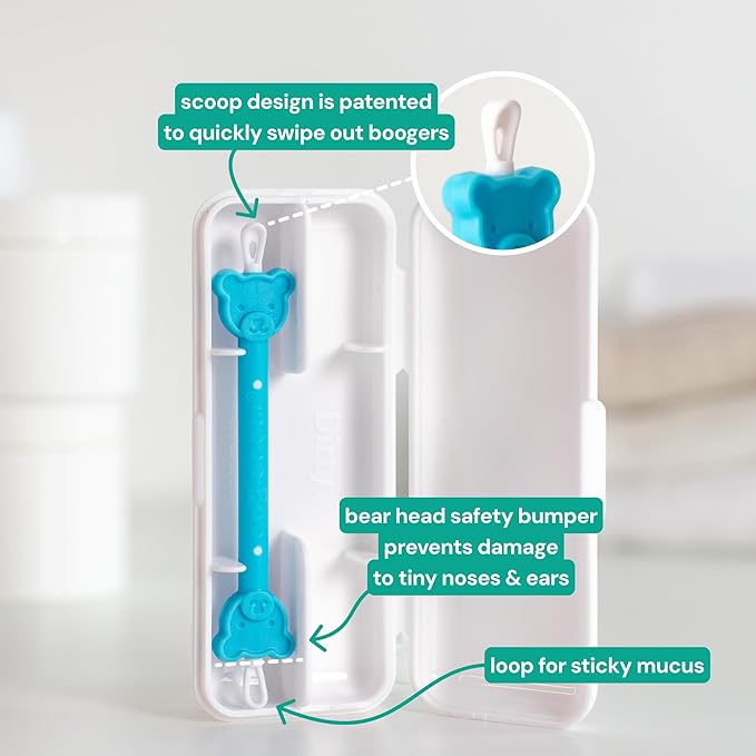 oogiebear: Baby Nose Cleaner & Ear Wax Removal Tool - Safe Booger & Earwax Removal for Newborns, Infants, Toddlers - Dual-Ended - Essential Baby Stuff, Diaper Bag Must-Have, with CASE