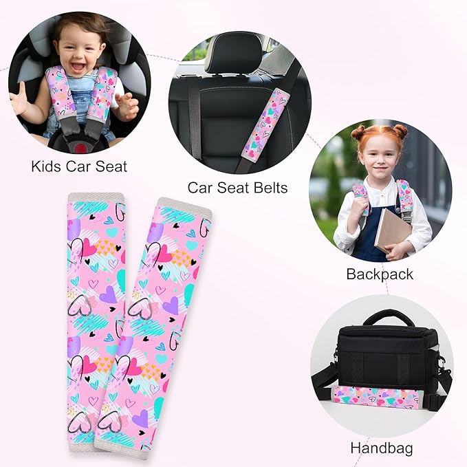 Seat Belt Cover Pad for Baby, Soft Seatbelt Cushion Covers for Kids 2Pcs Car Seat Strap Shoulder Pads for All Car Seats, Stroller, High Chair
