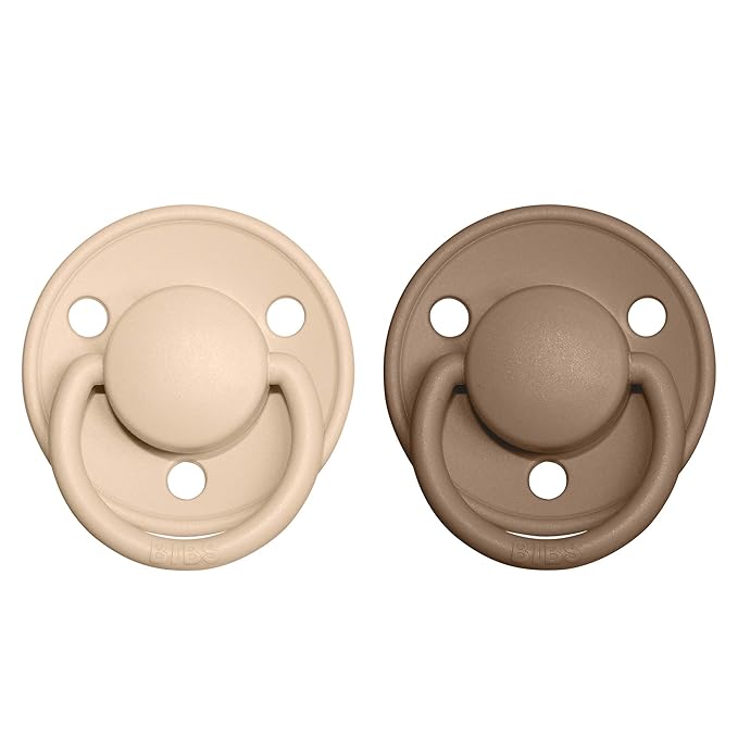 BIBS Pacifiers - De Lux Collection | BPA-Free Baby Pacifier | Made in Denmark | Set of 2 Vanilla/Dark Oak Color Premium Soothers | Size One Size