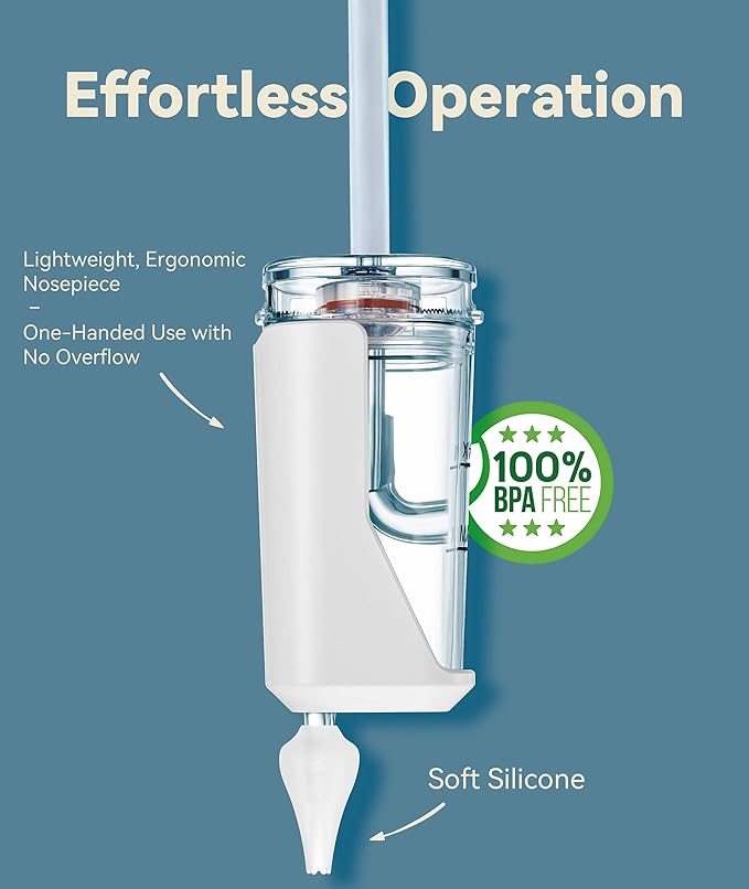Electric Nasal Aspirator for Babies and Toddlers | Baby Nose Sucker with 3 Suction Levels | Easy-to-Clean Nose Aspirator for Babies | Portable Booger Sucker