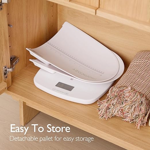 Momcozy Baby Scale, Multi-Function Scale for Body Weight and Height Measurement, Weighted Feeds, with Curved Removable Tray, for Newborns, Adult Scale & Pet Scale, 5 Units, Auto-Off,Digital LED Screen