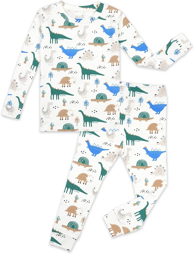 moimoln Sibling Matching 6M-8Y Soft Warm Cotton Modal Character Long Sleeve Snug-Fit Pajama Long Sleeve Sleepwear Daily