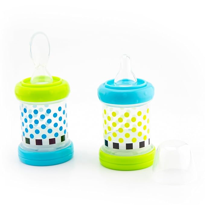 Sassy Baby Food Nurser – 4+ Months - 4oz 100% Silicone Nipple and Spoon BPA-Free, Set of 2 (Pack of 6)