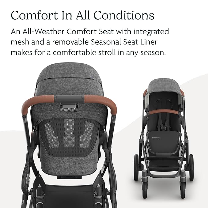 UPPAbaby Vista V3 Convertible Single-to-Double Stroller for Baby & Toddler, 30+ Configurations, Travel System Compatible, All-Wheel Suspension, XL Basket – Greyson (Charcoal Mélange/Carbon Frame)