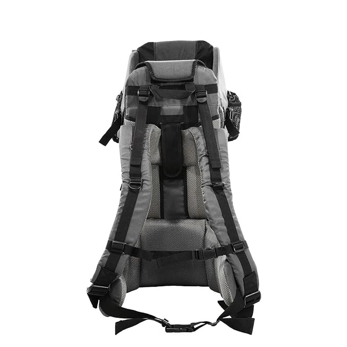 ClevrPlus Cross Country Baby Backpack Carrier, Grey, Toddler Hiking Backpack with Comfortable Seat, Adjustable Straps & Belt, Foldable Frame Lightweight Large Capacity Child Carrier for Outdoor