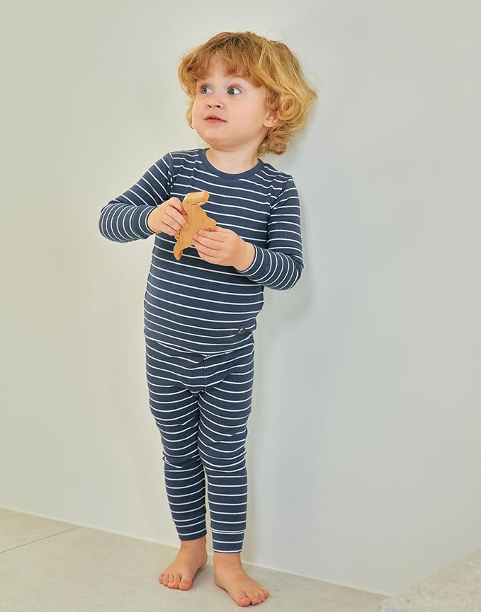 moimoln Stripe Pajamas Set 12M-8Y Ribbed Unisex Baby & Toddler, Soft Viscose, Snug-Fit, Everyday Sleepwear