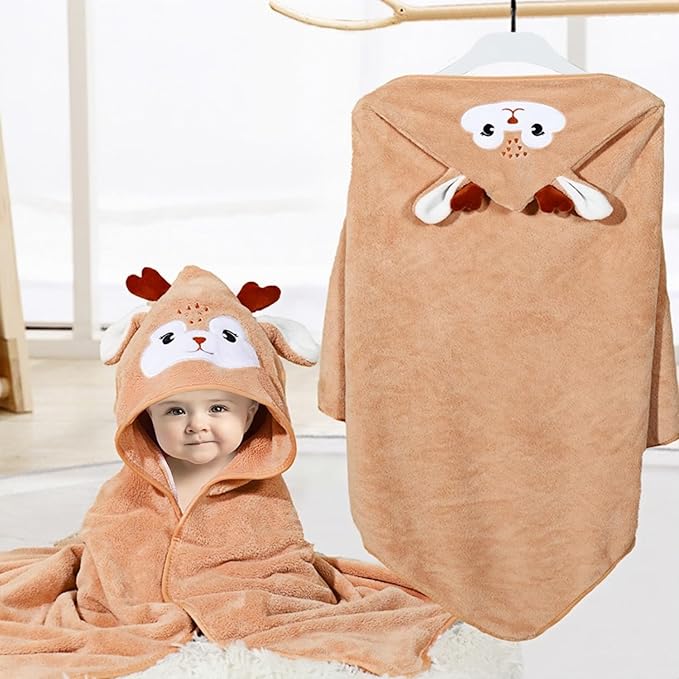 Baby Hooded Towel,31 * 31 in Toddler Bath Towels and Washcloths Set for Newborn Babies,Toallas de Baño para Bebe,Organic Infant Kids Boy Essentials 1-3