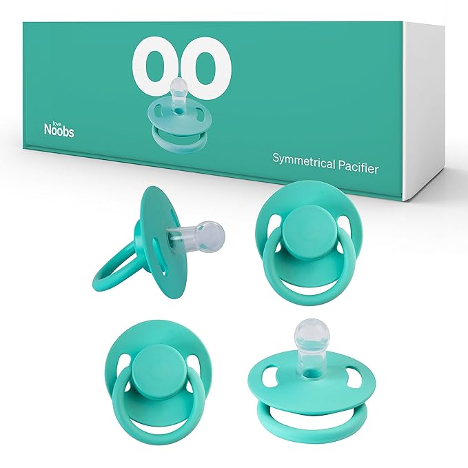 Symmetrical Pacifier by LoveNoobs, 4 Pack, Pacifiers 0-6 Months, Baby Starter Kit, Newborn Silicone Dummy, Orthodontic, Teething Soothers, Newborn Gift