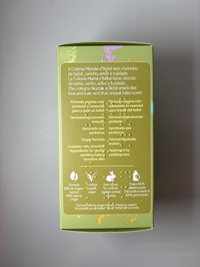 Natura - Mamãe e Bebê Mom & Baby Cologne | Gentle Fresh Scent for Babies | Alcohol-Free, Hypoallergenic, Pediatrician Tested, Vegan & Safe Daily Use – 3.4 fl oz (100 ml)