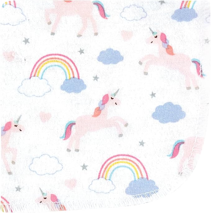 Hudson Baby Unisex Baby Flannel Cotton Washcloths, Unicorns Rainbows 12 Pack, One Size