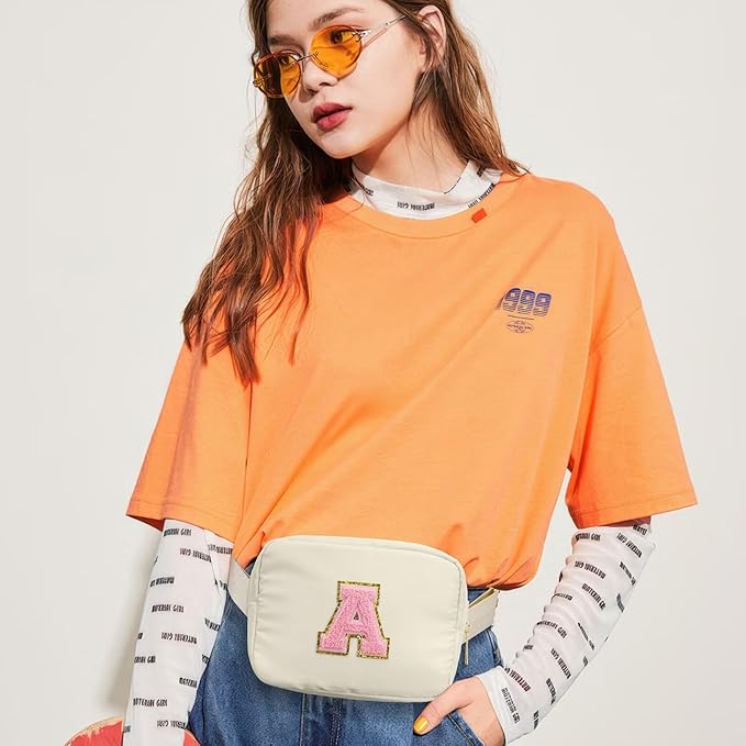 YOOLIFE Birthday Gifts for 3 4 5 6 7 8 9 10 Year Old Girl, Monogrammed Belt Bag Crossbody Bag Fanny Pack Girls Purse, Gifts for Girls Kids Daughter, Beige S