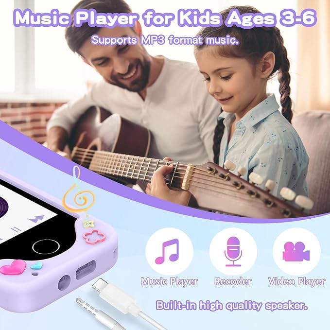Kids Phone for Girls, Toddler Smart Phone for Girl 3 4 5 6 7 8 Years Old, Birthday Gift for Age 3-8, Pretend Play Phones with Educational Games, MP3 Music Player, Learning Toys for Boys(Purple)