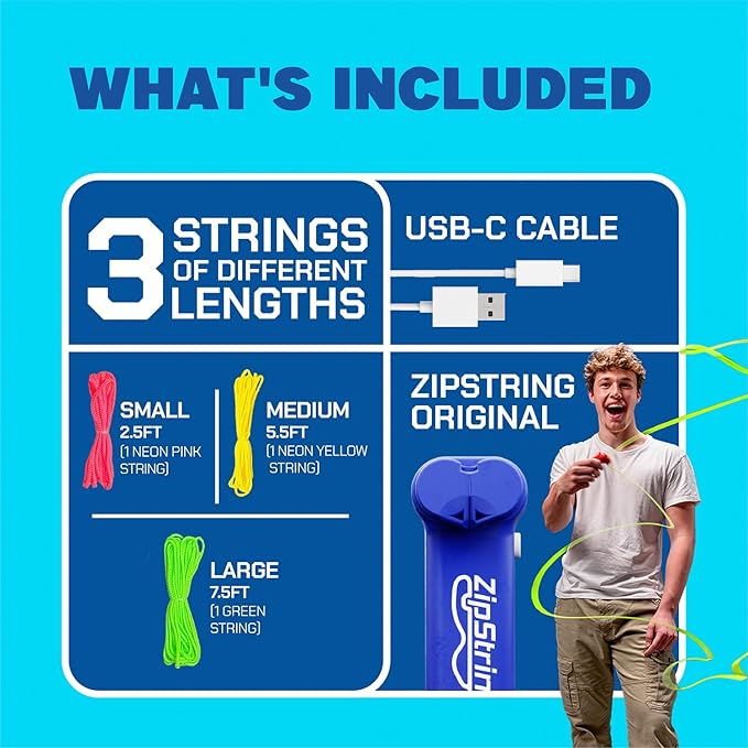 ZipString Original - As Seen on Shark Tank - Classic Rope Launcher Toy, Perfect for Kids & Adults - Fly a String Loop in The Air for Endless Tricks & Fun, Wonderment Awaits, Bold Blue