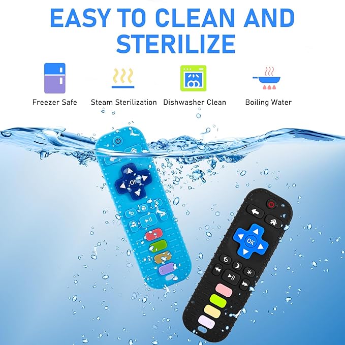 Teething Toys for Baby 3 6 12 18 Months, TV Remote Control Shaped Baby Teether Toys Chew Toys, Food Grade Silicone Teething Toys for Infants, BPA Free, for Baby Gum Relief