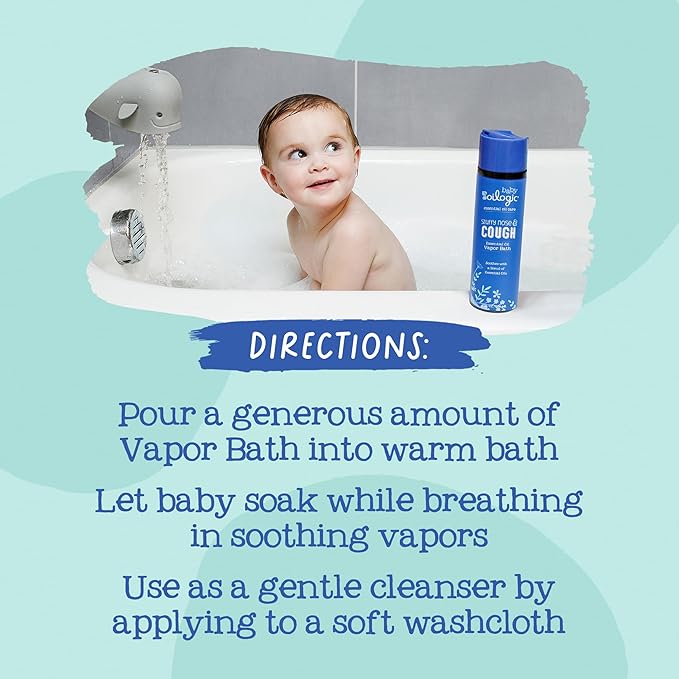 Oilogic Stuffy Nose and Cough Vapor Bath Relief for Babies & Toddlers, Essential Oil Breathe Blend - Pediatrician & Dermatologist Tested Formula Naturally Soothes with Essential Oils- 266ml (9 fl oz)
