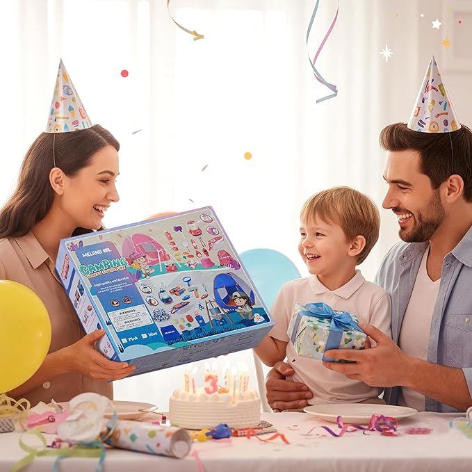 Meland Kids Camping Set with Tent - Camping Gear Toy with Pretend Play Outdoor Toy for Toddlers Birthday Gift