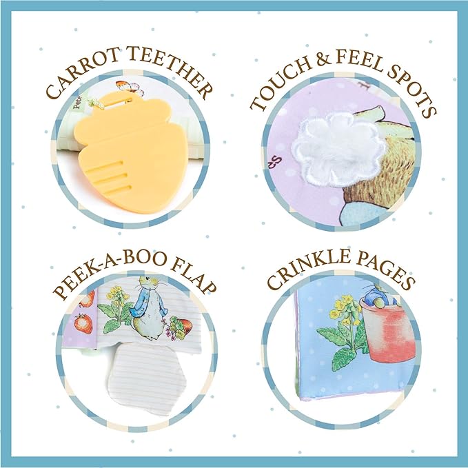 KIDS PREFERRED Beatrix Potter Peter Rabbit Soft Teether Book, 1 Count (Pack of 1), Multicolor