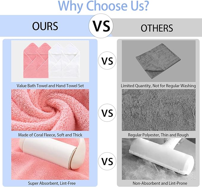 4 Pack Hooded Baby Towels, 32x32 Inch Absorbent Bath Towels, Soft Coral Fleece Hooded Towel for Newborns, Infants, and Toddlers – Baby Bath Essentials (2X White + 2X Pink)