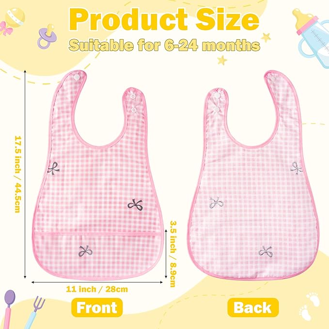 R HORSE 5Pcs Baby Bibs Set Toddler Bibs with Crumb Catcher Pocket & Snap Button Waterproof Baby Feeding Bibs for 6-24 Months